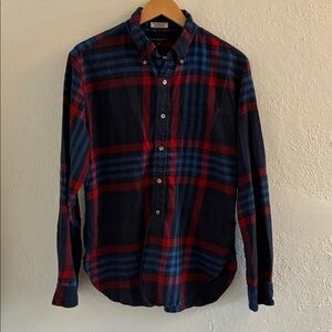 Men's Plaid Button Down Shirt - Red and Blue